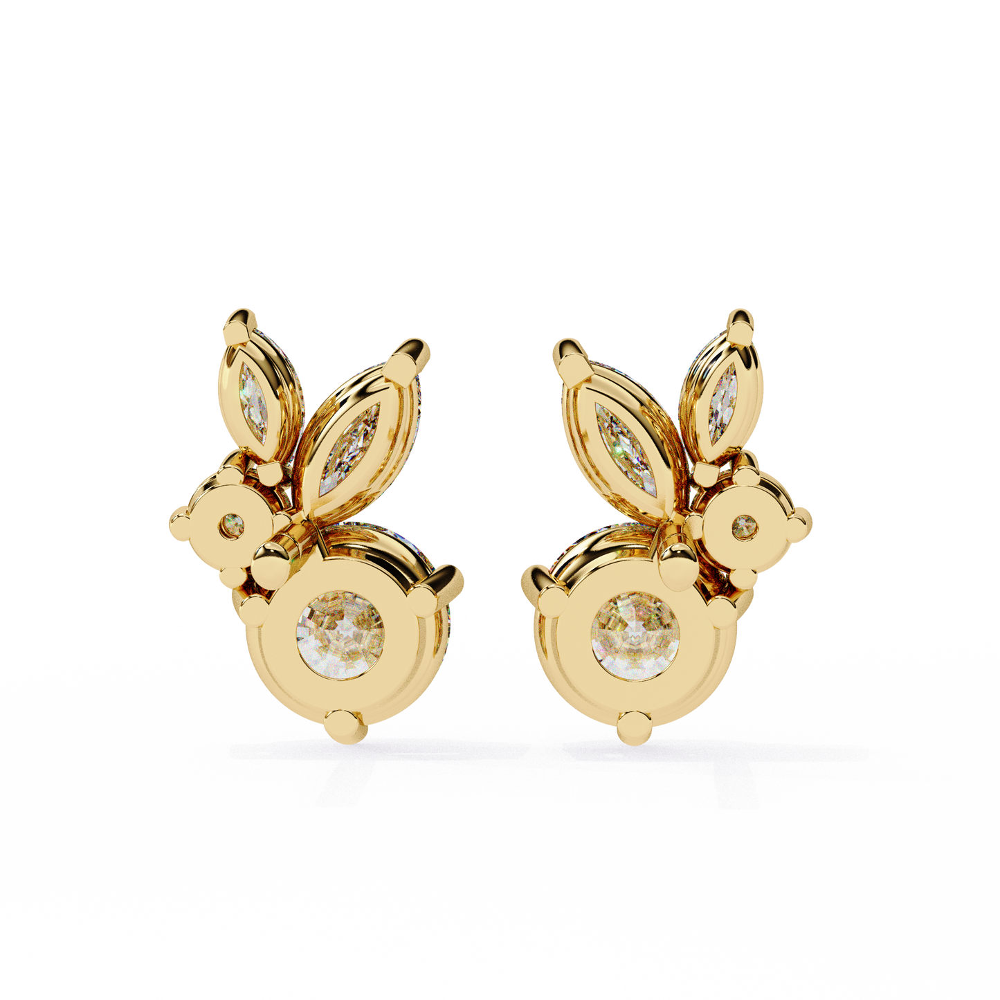 viva asymmetrical marquise cluster lab grown diamond studs