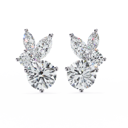 Viva Asymmetrical Marquise Cluster Lab Grown Diamond Studs