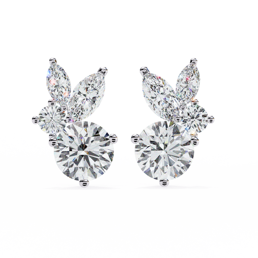 Viva Asymmetrical Marquise Cluster Lab Grown Diamond Studs
