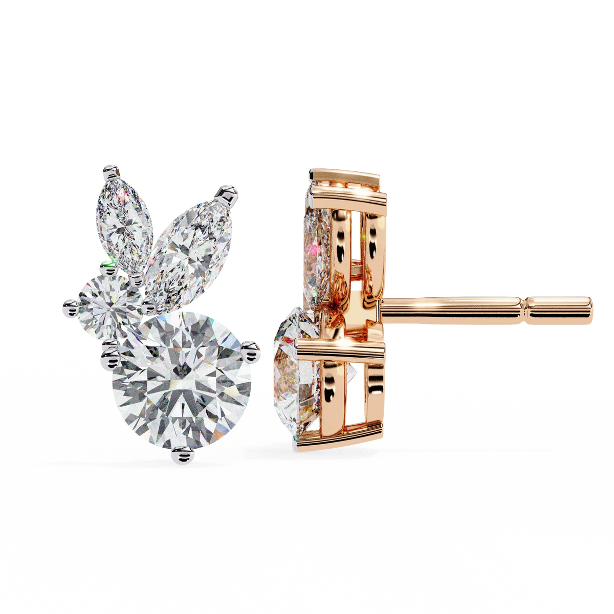 Viva Asymmetrical Marquise Cluster Lab Grown Diamond Studs - Ophiratbf