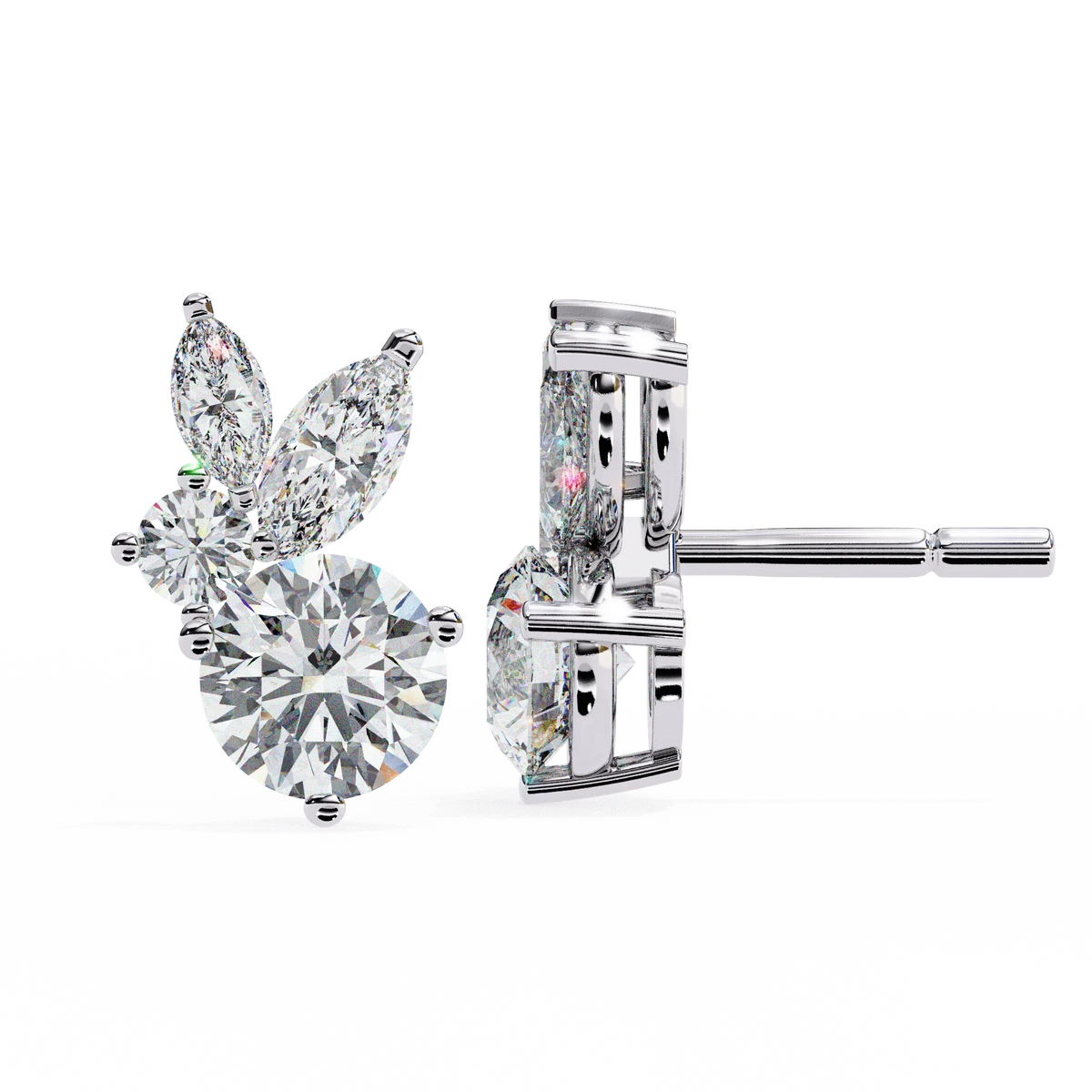 Viva Asymmetrical Marquise Cluster Lab Grown Diamond Studs - Ophiratbf