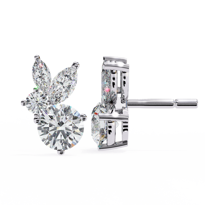 Viva Asymmetrical Marquise Cluster Lab Grown Diamond Studs