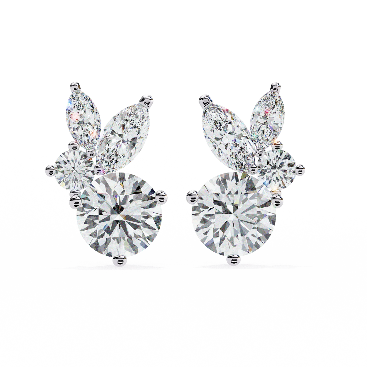 Viva Asymmetrical Marquise Cluster Lab Grown Diamond Studs - Ophiratbf