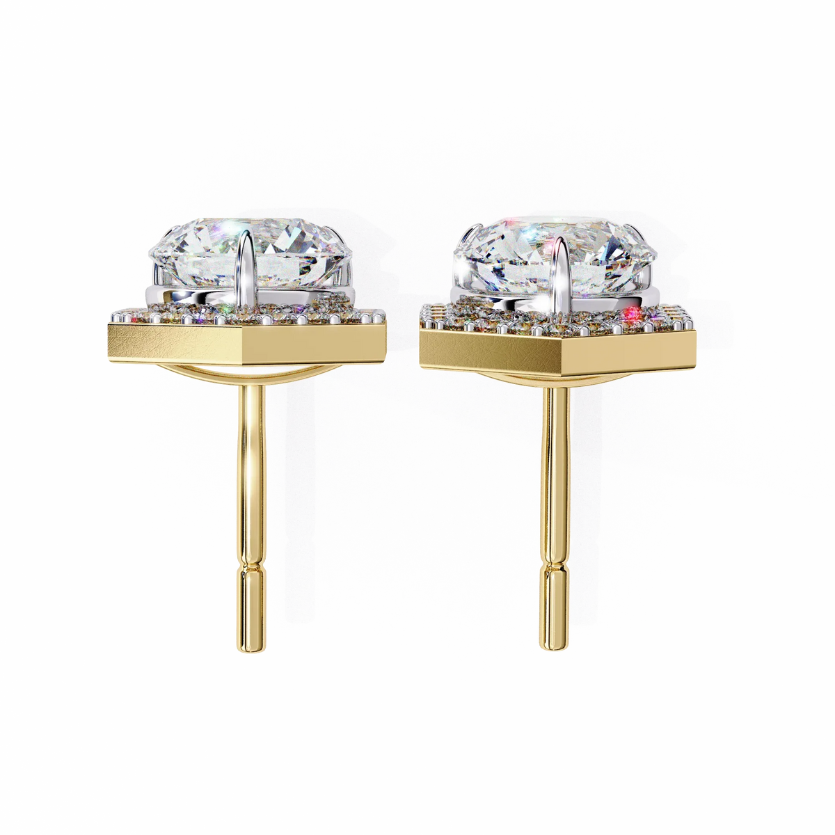 Luxe Hexagon Halo Lab Grown Diamond Studs - Ophiratbf