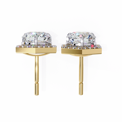 Luxe Hexagon Halo Lab Grown Diamond Studs
