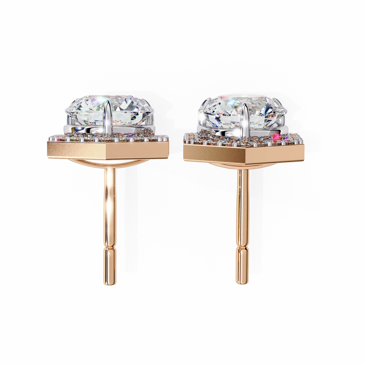 Luxe Hexagon Halo Lab Grown Diamond Studs - Ophiratbf