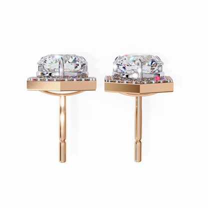 Luxe Hexagon Halo Lab Grown Diamond Studs