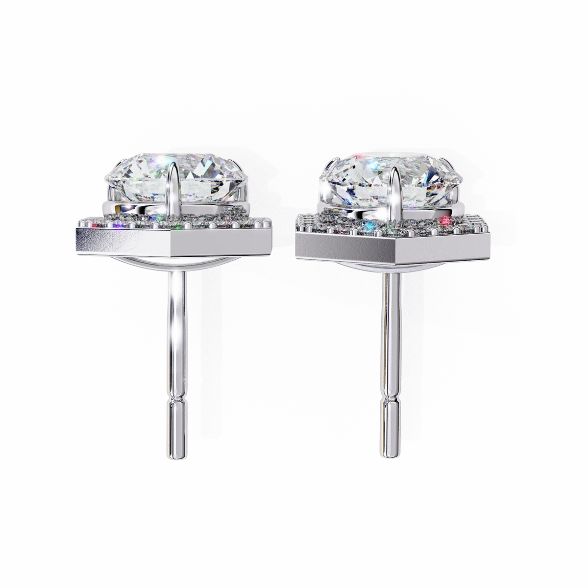 Luxe Hexagon Halo Lab Grown Diamond Studs - Ophiratbf