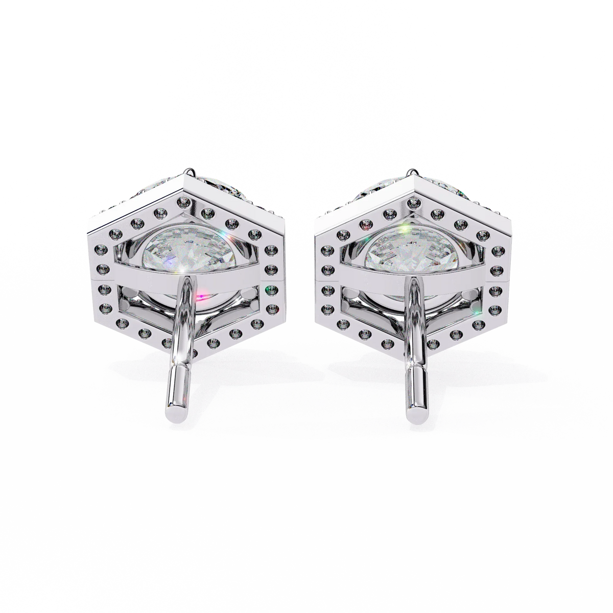 Luxe Hexagon Halo Lab Grown Diamond Studs - Ophiratbf