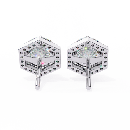 Luxe Hexagon Halo Lab Grown Diamond Studs