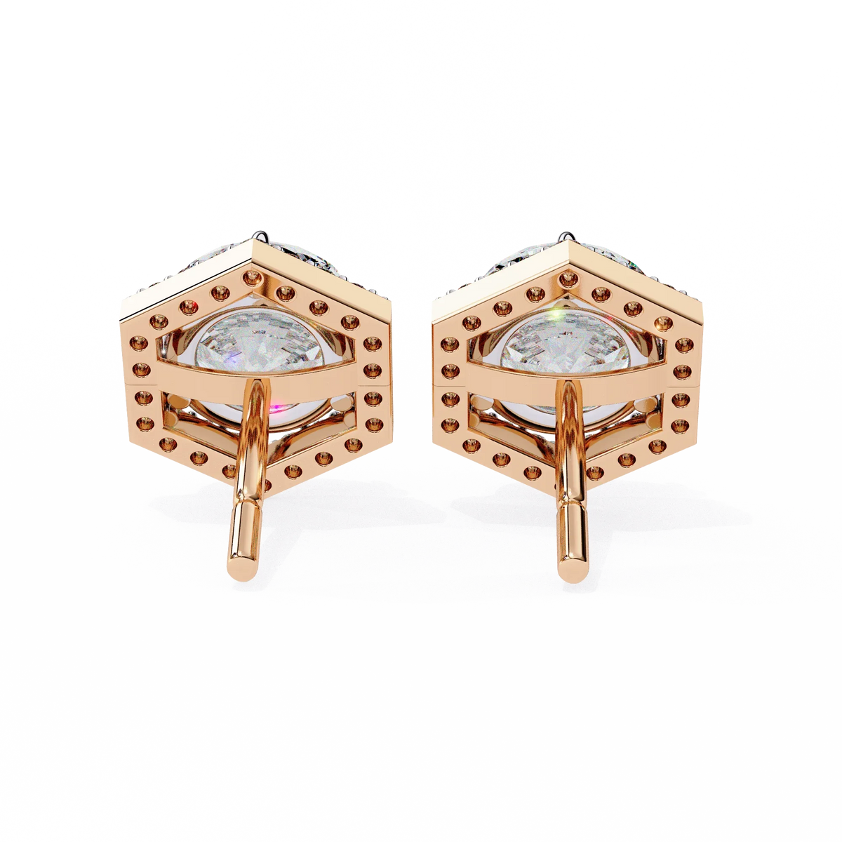 Luxe Hexagon Halo Lab Grown Diamond Studs - Ophiratbf