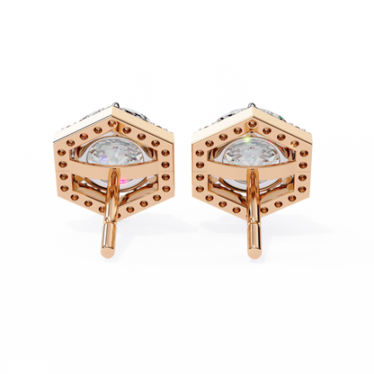 Luxe Hexagon Halo Lab Grown Diamond Studs