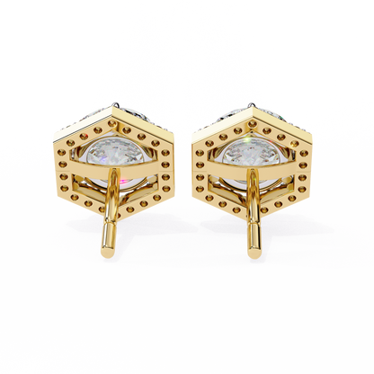 Luxe Hexagon Halo Lab Grown Diamond Studs