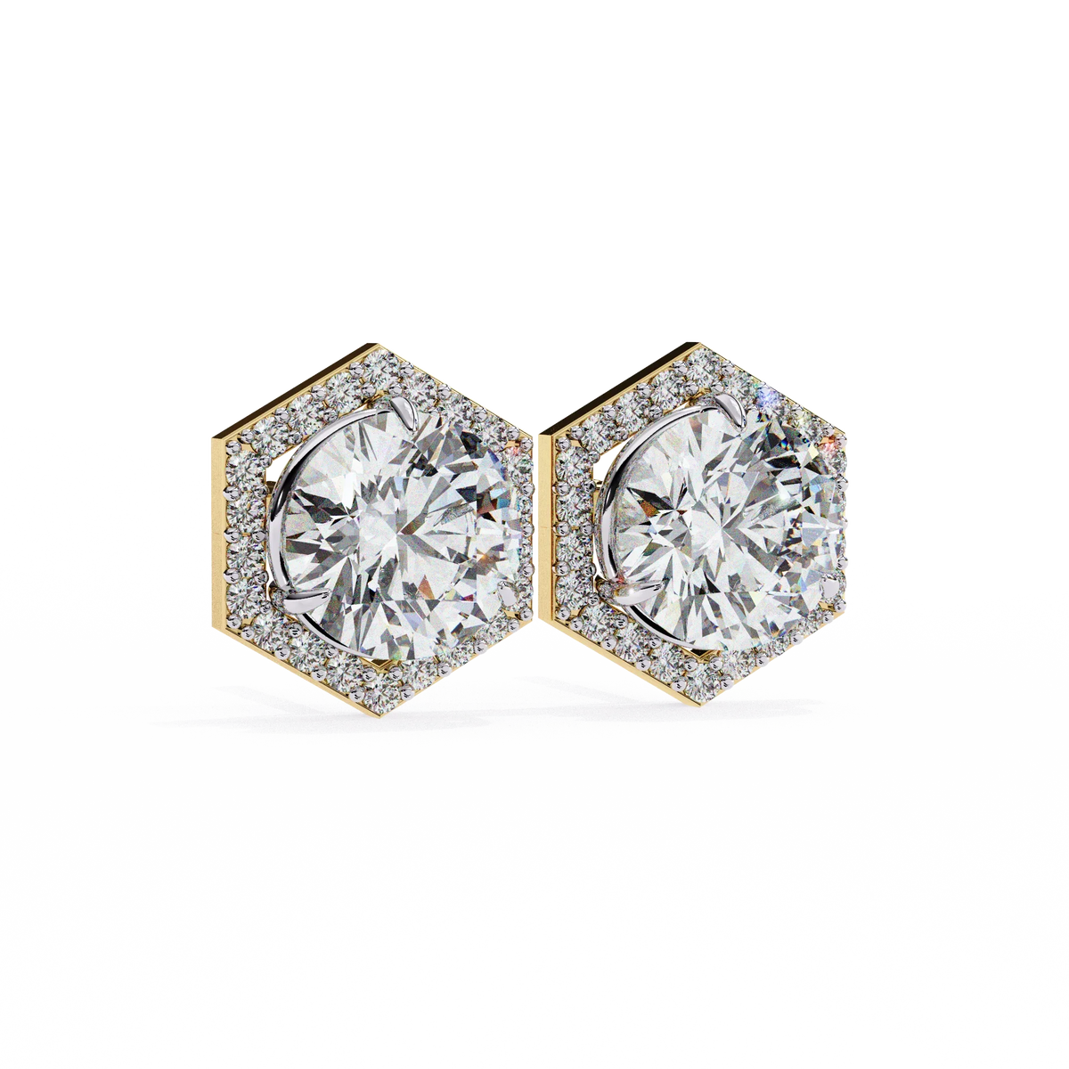 Luxe Hexagon Halo Lab Grown Diamond Studs - Ophiratbf