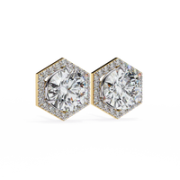 Luxe Hexagon Halo Lab Grown Diamond Studs - Ophiratbf
