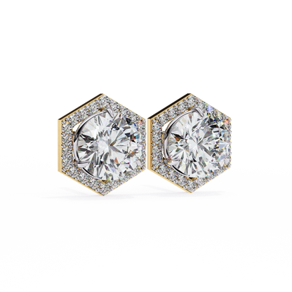 Luxe Hexagon Halo Lab Grown Diamond Studs