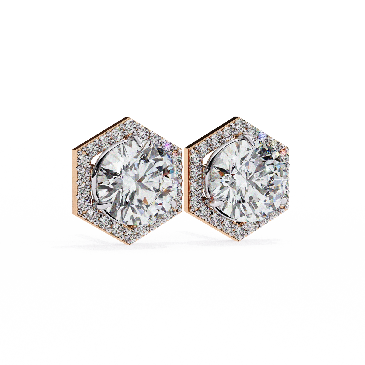 Luxe Hexagon Halo Lab Grown Diamond Studs - Ophiratbf