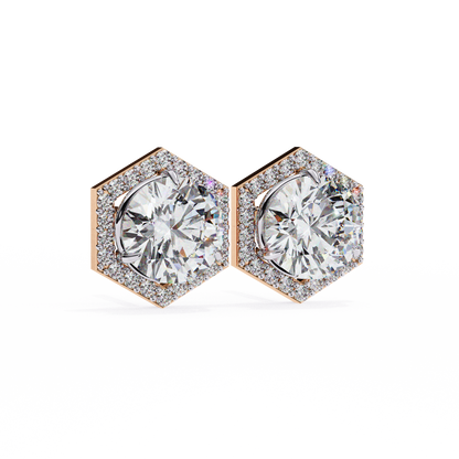 Luxe Hexagon Halo Lab Grown Diamond Studs