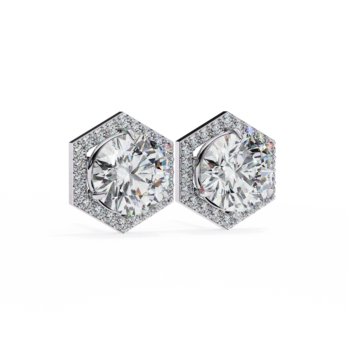 Luxe Hexagon Halo Lab Grown Diamond Studs - Ophiratbf
