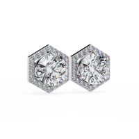 Luxe Hexagon Halo Lab Grown Diamond Studs - Ophiratbf