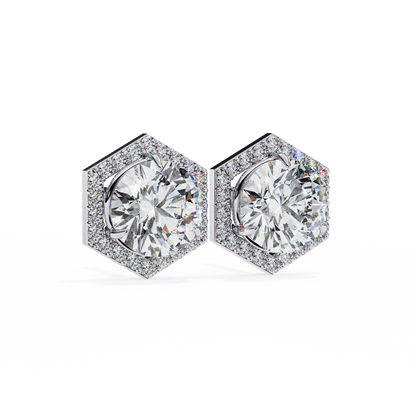 Luxe Hexagon Halo Lab Grown Diamond Studs