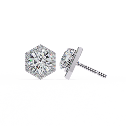 Luxe Hexagon Halo Lab Grown Diamond Studs