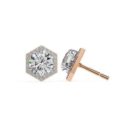 Luxe Hexagon Halo Lab Grown Diamond Studs