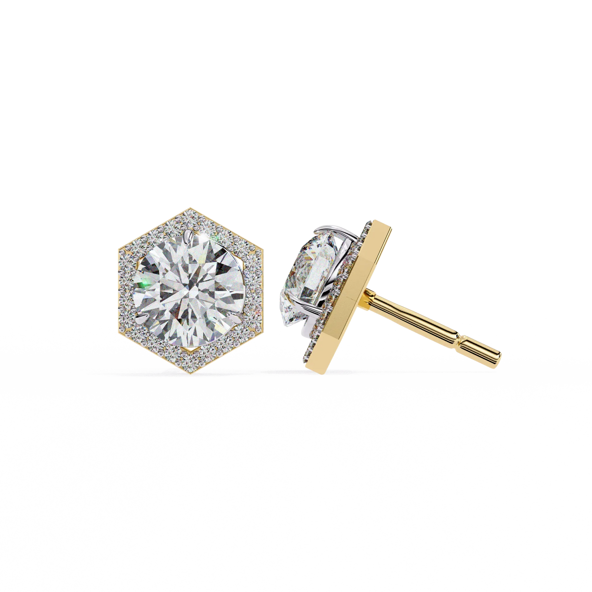 Luxe Hexagon Halo Lab Grown Diamond Studs - Ophiratbf