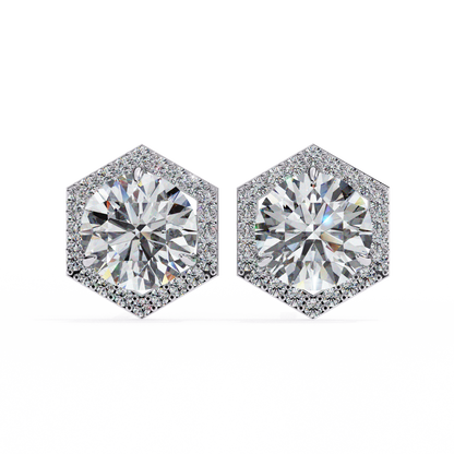 Luxe Hexagon Halo Lab Grown Diamond Studs