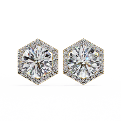 Luxe Hexagon Halo Lab Grown Diamond Studs