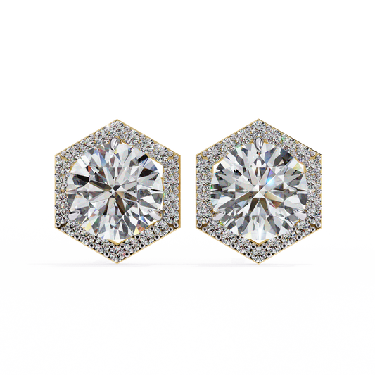 Luxe Hexagon Halo Lab Grown Diamond Studs