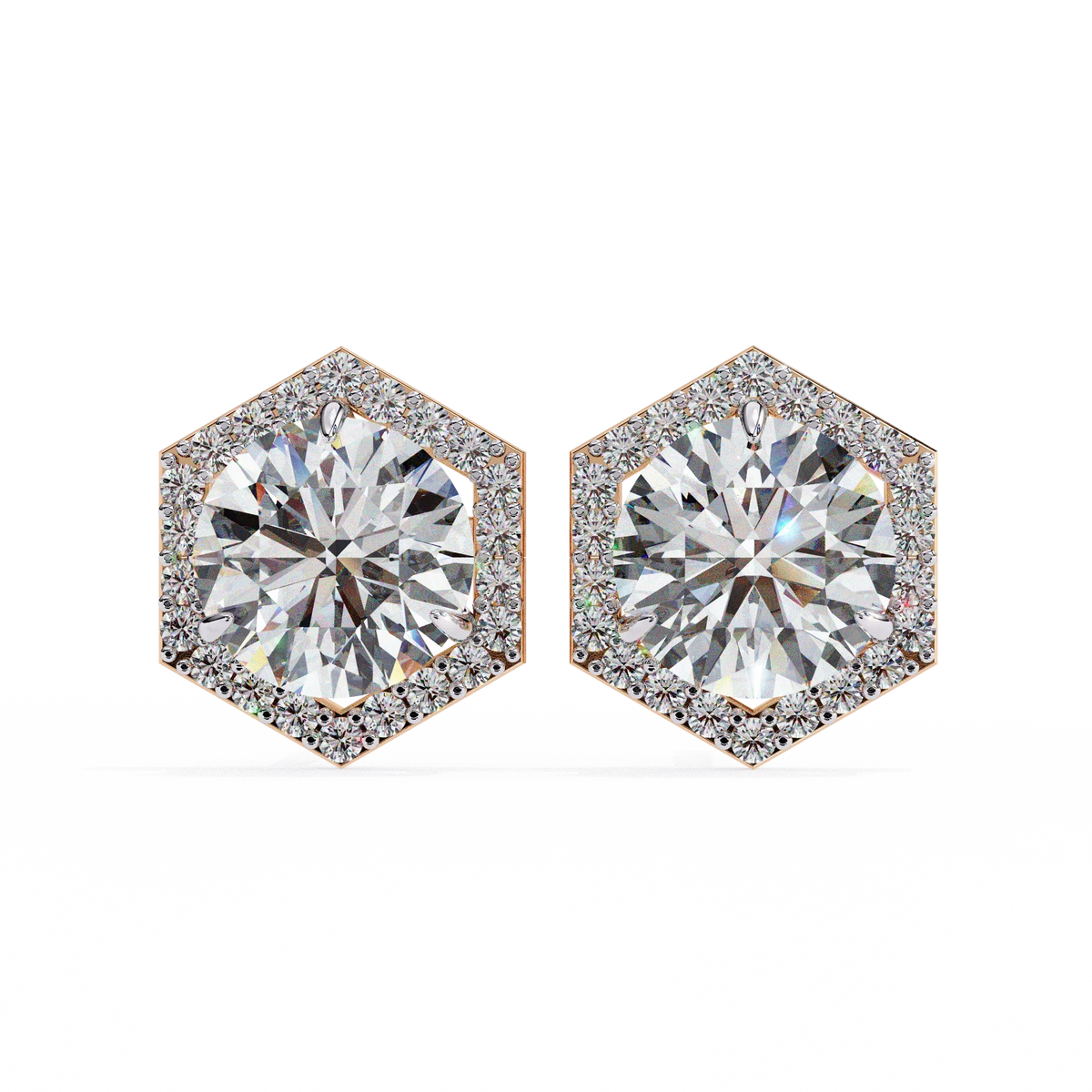Luxe Hexagon Halo Lab Grown Diamond Studs - Ophiratbf