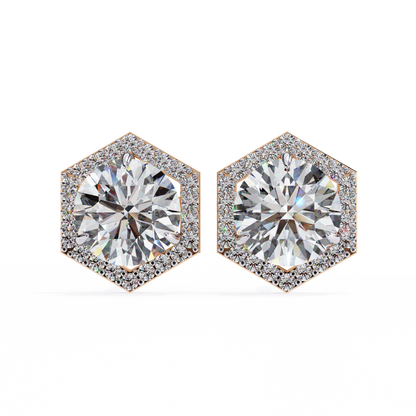Luxe Hexagon Halo Lab Grown Diamond Studs