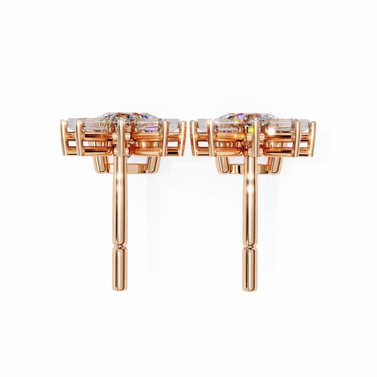 Radiance Baguette Cluster Drop Lab Grown Diamond Studs - Ophiratbf