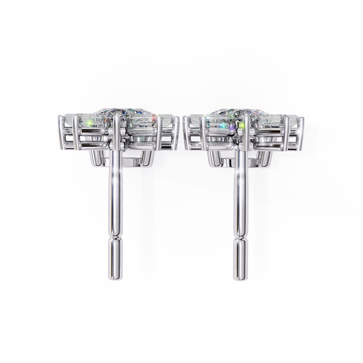 radiance baguette cluster drop lab grown diamond studs