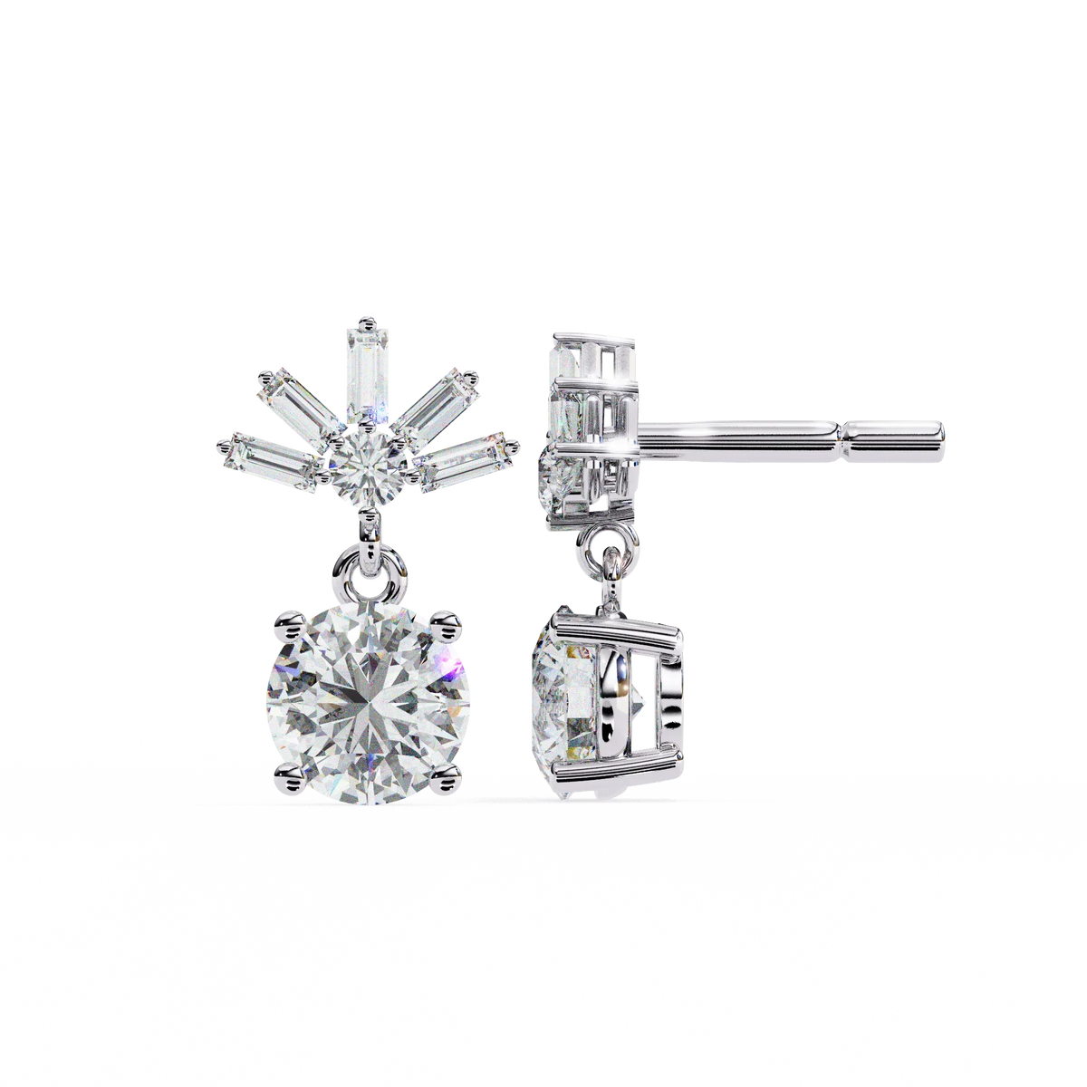 Radiance Baguette Cluster Drop Lab Grown Diamond Studs - Ophiratbf