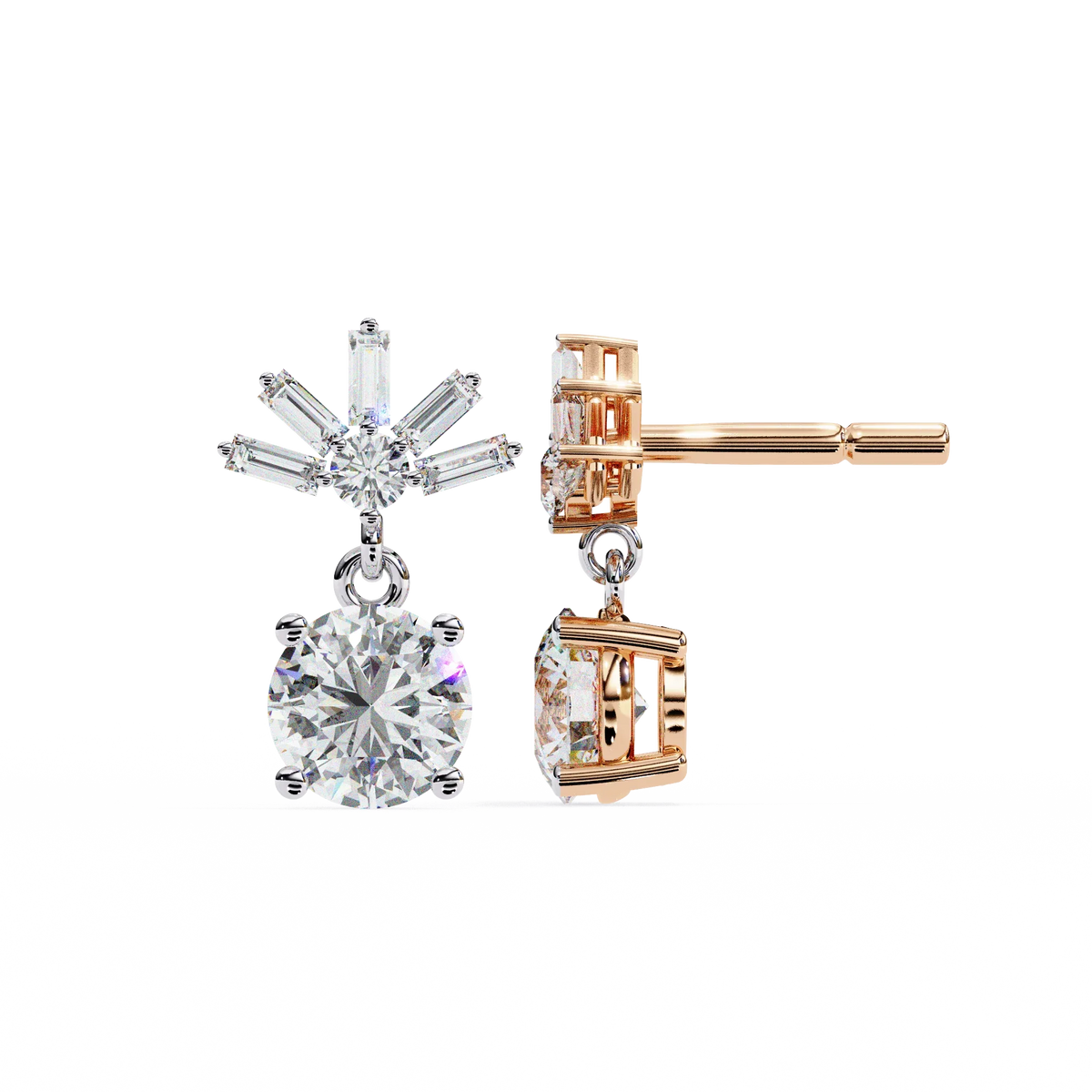Radiance Baguette Cluster Drop Lab Grown Diamond Studs - Ophiratbf