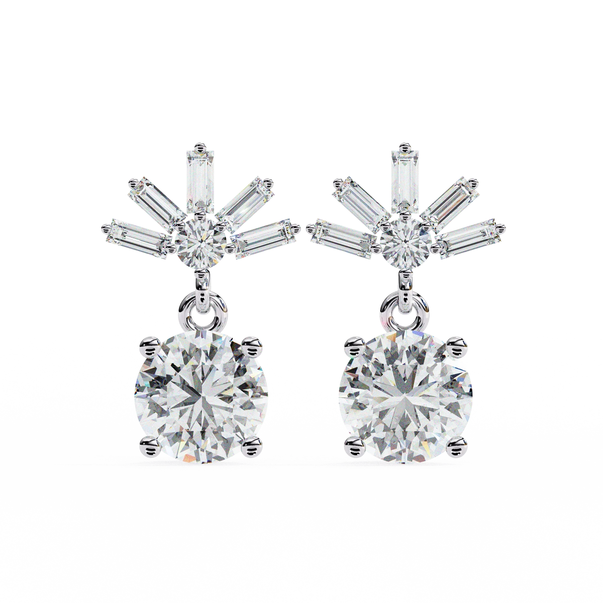Radiance Baguette Cluster Drop Lab Grown Diamond Studs - Ophiratbf