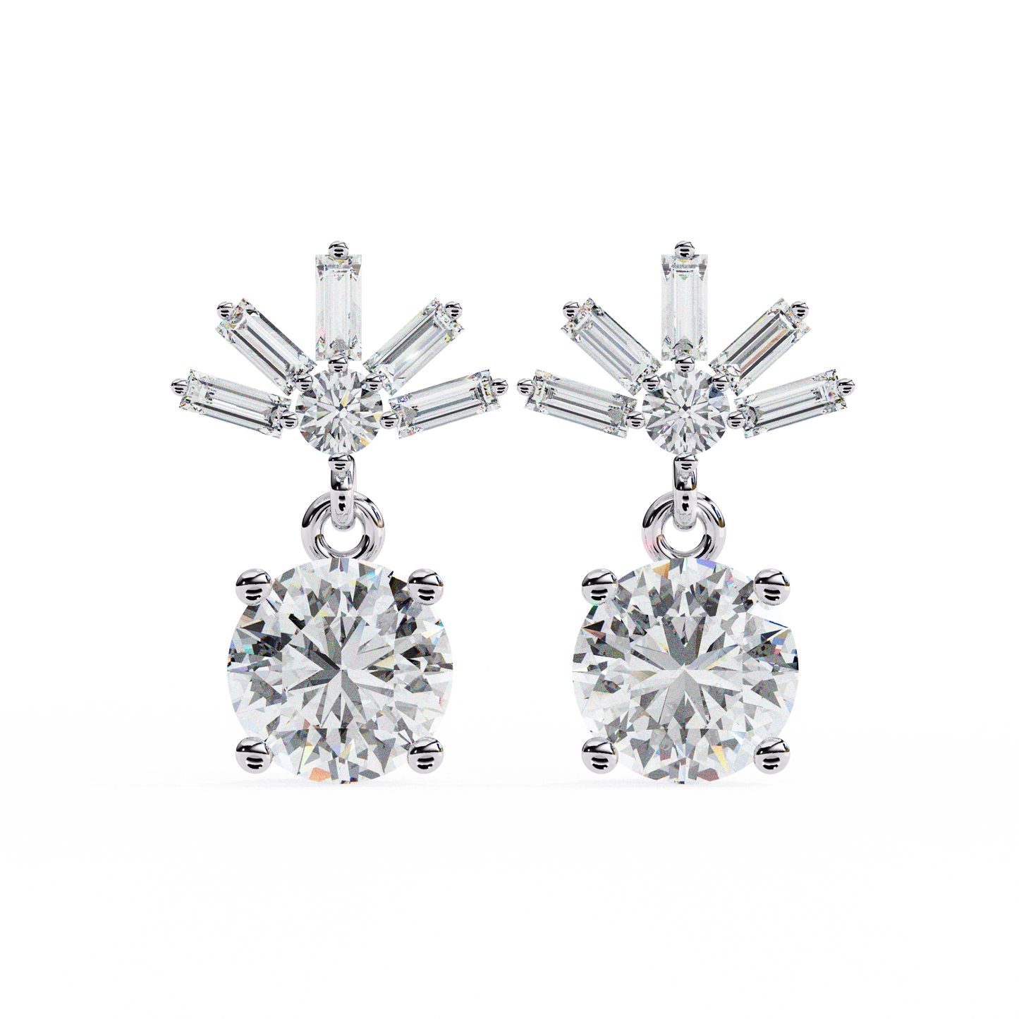 radiance baguette cluster drop lab grown diamond studs