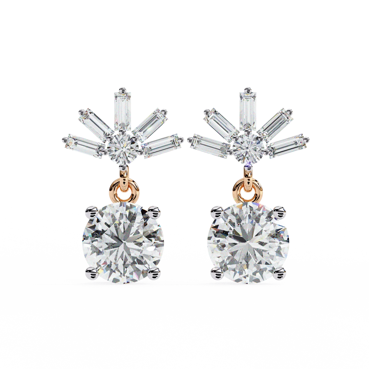 Radiance Baguette Cluster Drop Lab Grown Diamond Studs - Ophiratbf