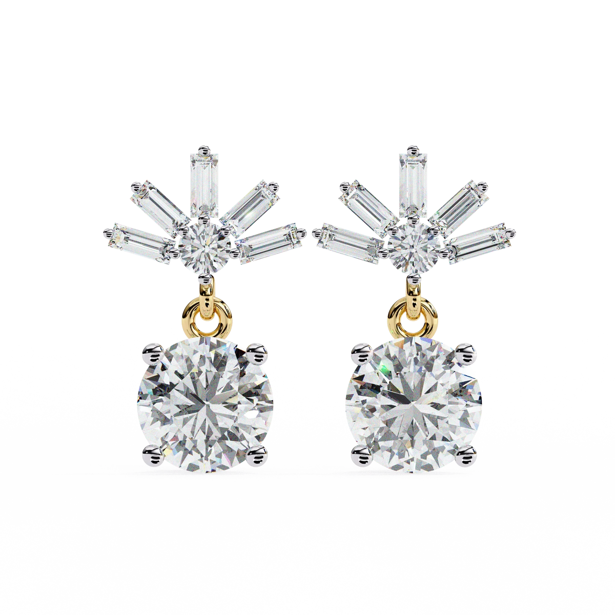 Radiance Baguette Cluster Drop Lab Grown Diamond Studs - Ophiratbf
