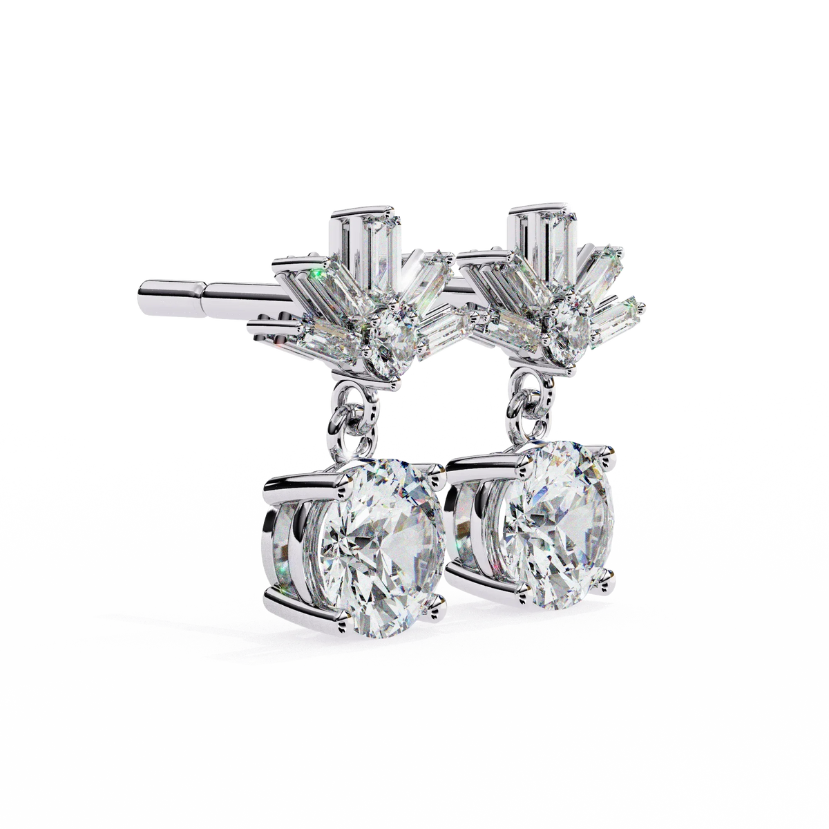Radiance Baguette Cluster Drop Lab Grown Diamond Studs - Ophiratbf