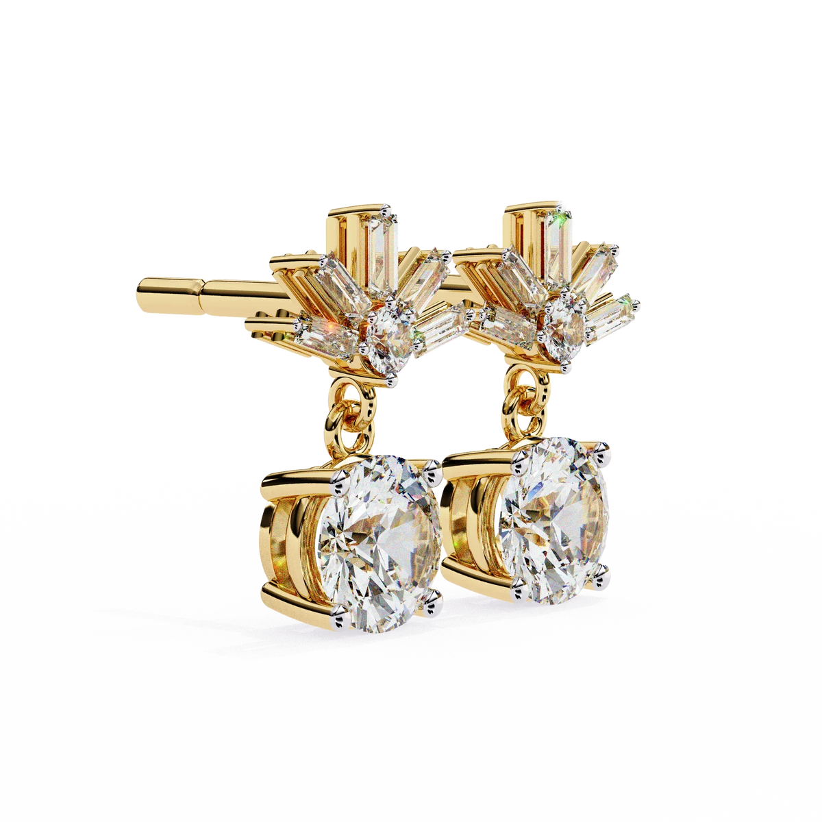 Radiance Baguette Cluster Drop Lab Grown Diamond Studs - Ophiratbf