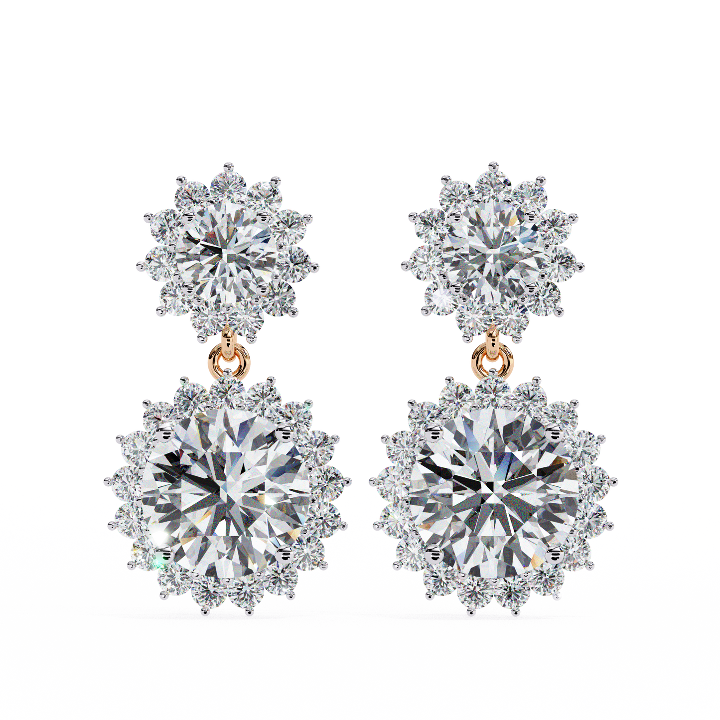 aurora double halo drop lab grown diamond studs