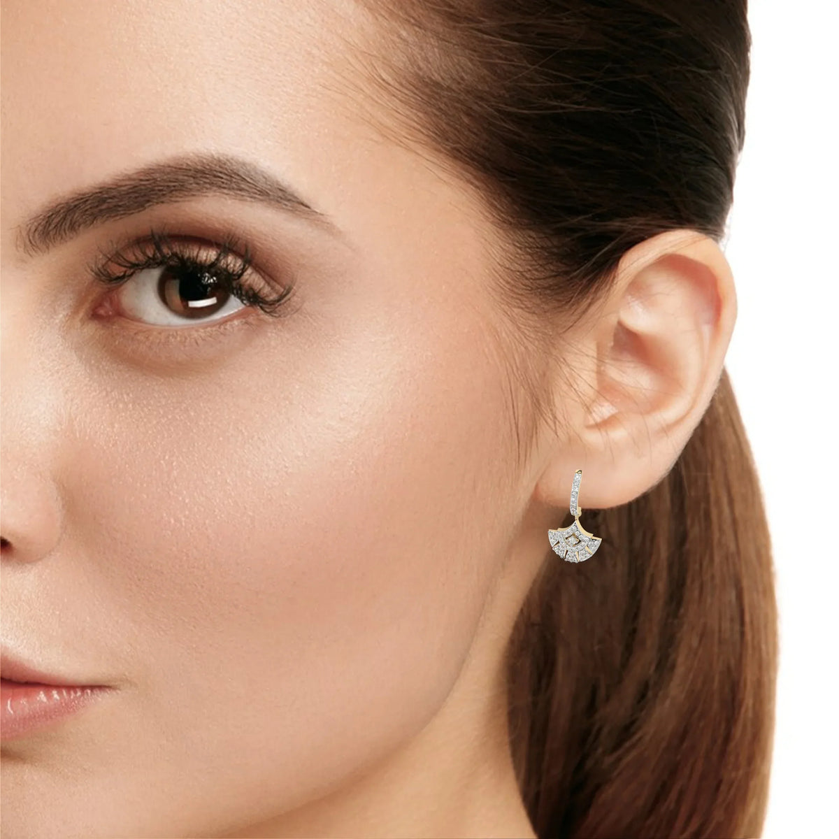 Deco Fan Radiance Lab Grown Diamond Drop Hoops - Ophiratbf