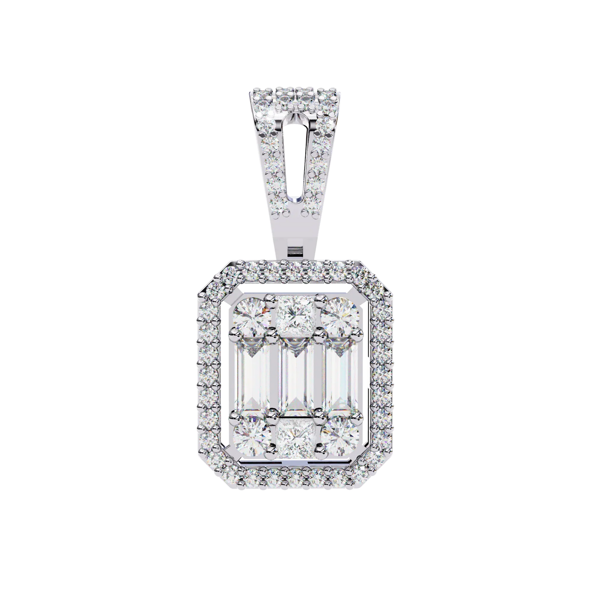 Imperia Square Multi-Cut Lab Grown Diamond Pendant - Ophiratbf