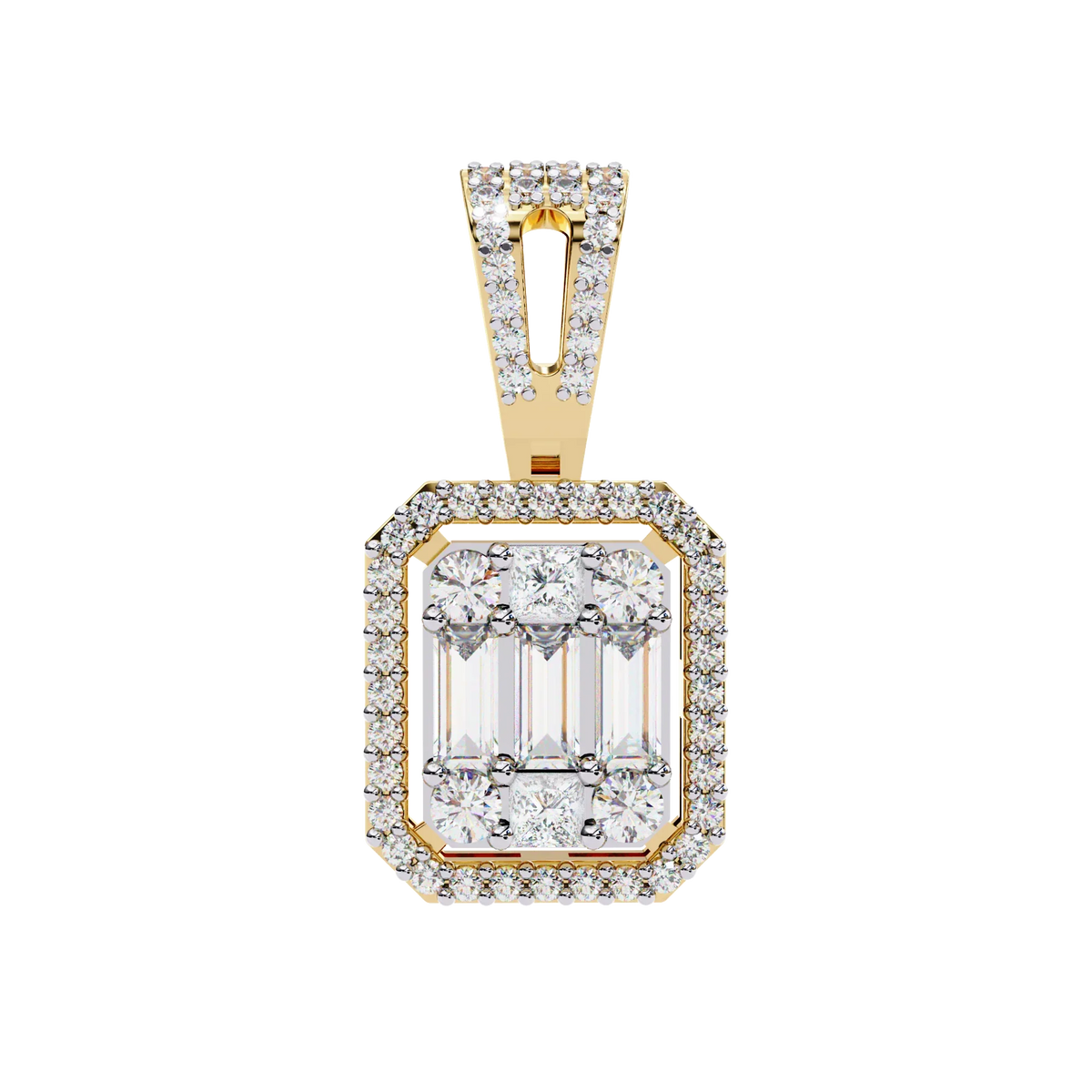 Imperia Square Multi-Cut Lab Grown Diamond Pendant - Ophiratbf