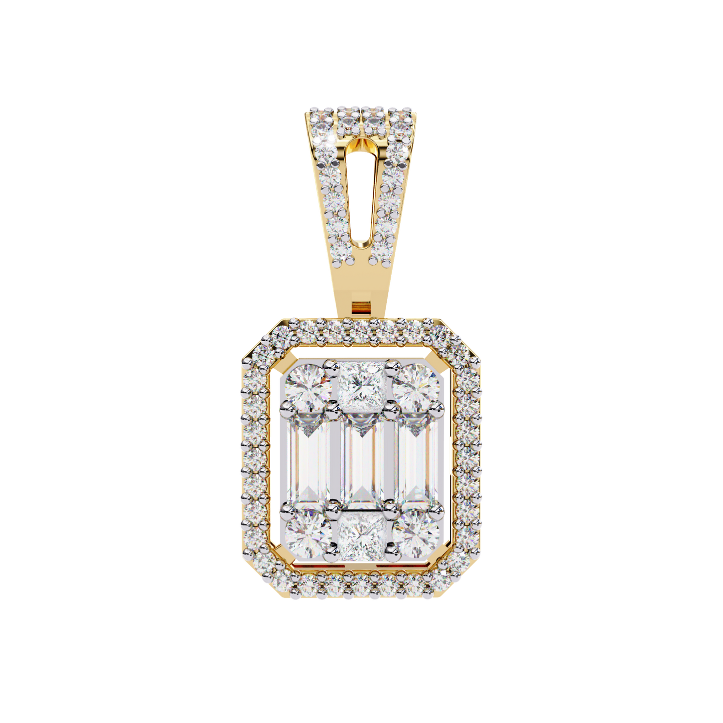 imperia square multi-cut lab grown diamond pendant