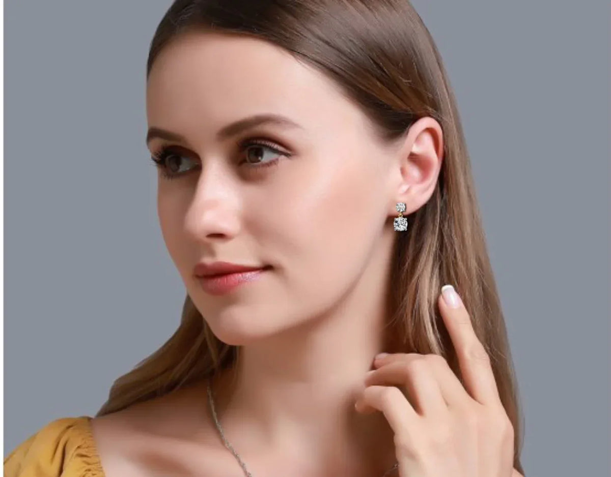 Stellar Drop Round Lab Grown Diamond Earrings - Ophiratbf