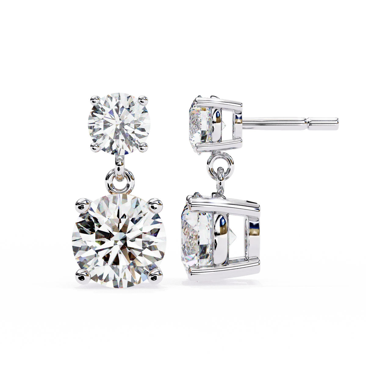 Stellar Drop Round Lab Grown Diamond Earrings - Ophiratbf